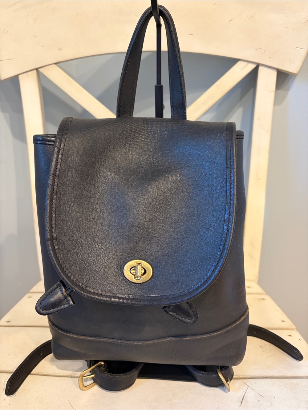 Coach All Leather Vintage Large Daypack with Turn-Lock Closure #9791